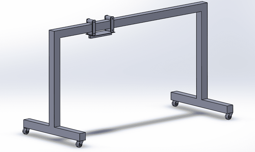 Fabricación de Puente Grúa Reforzado de 250 kg.
Especificaciones Técnicas: 

Material: Caño cuadrado de 100x100 mm con un espesor de 3.2 mm.

Carga máxima: 250 kg. a 6m  / 125 kg a 12 m.